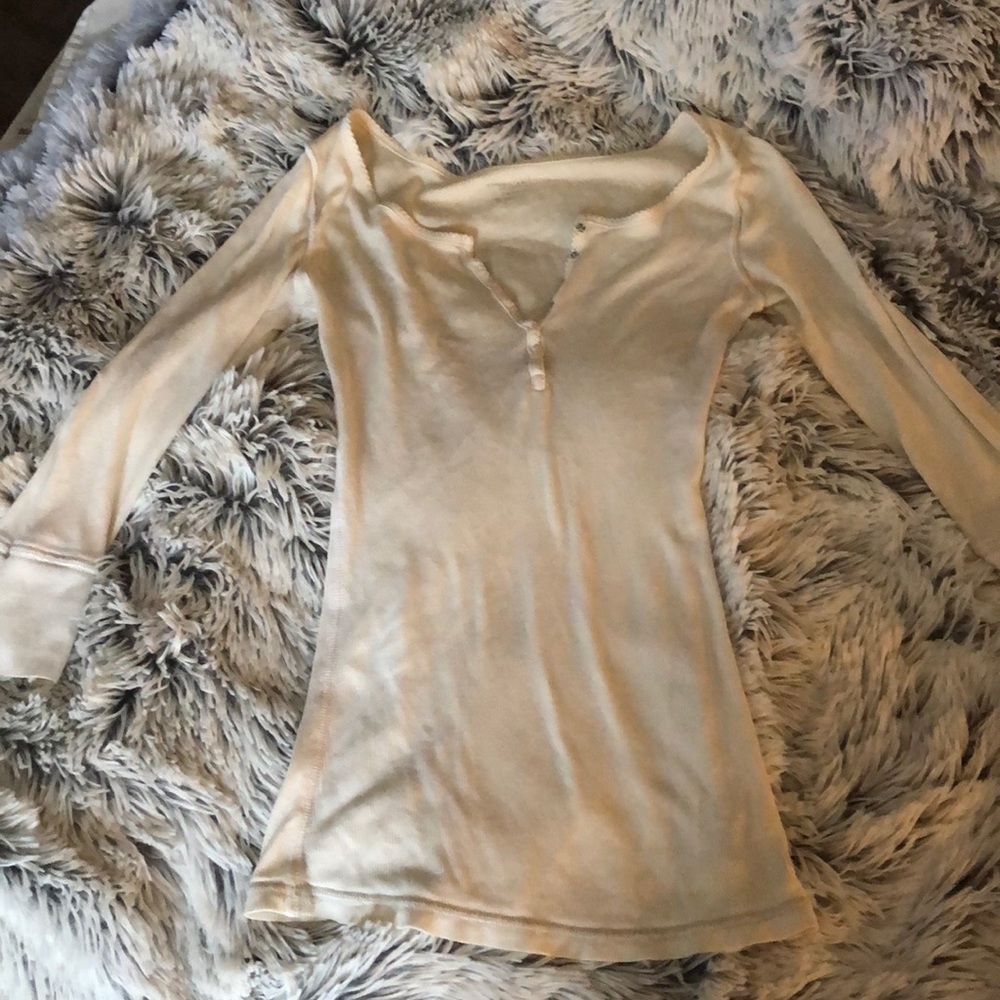 American Eagle Outfitters long sleeve henley top in cream